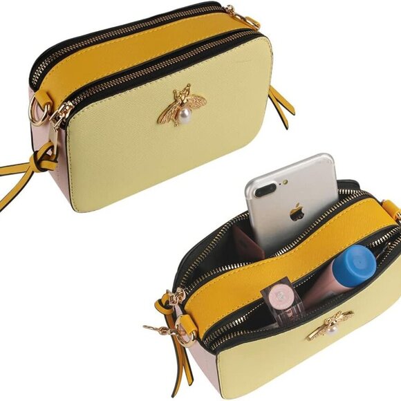 Bee Purse Camera Crossbody Bags for Women Trendy Small Snapshot Bag Wide Strap L - Picture 4 of 6